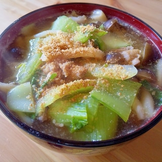 きのことチンゲン菜の胡麻うどん